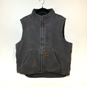 Carhartt Sherpa Lined Sandstone Mock Neck Vest “Gravel” V33 GVL Men’s Large